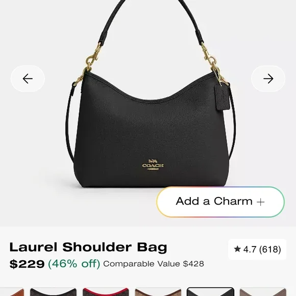 Coach Black Laurel Large Shoulder Bag with Gold Details - Picture 7 of 7